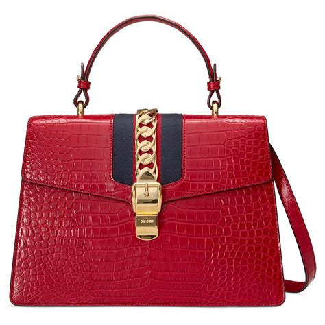 gucci red snakeskin purse|Gucci crocodile bag.